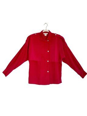 Justine Todd Vintage Women's Long Sleeve Blouse in Red - Size 10